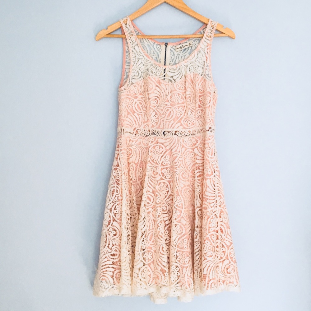 Pink and Cream Lace Dress